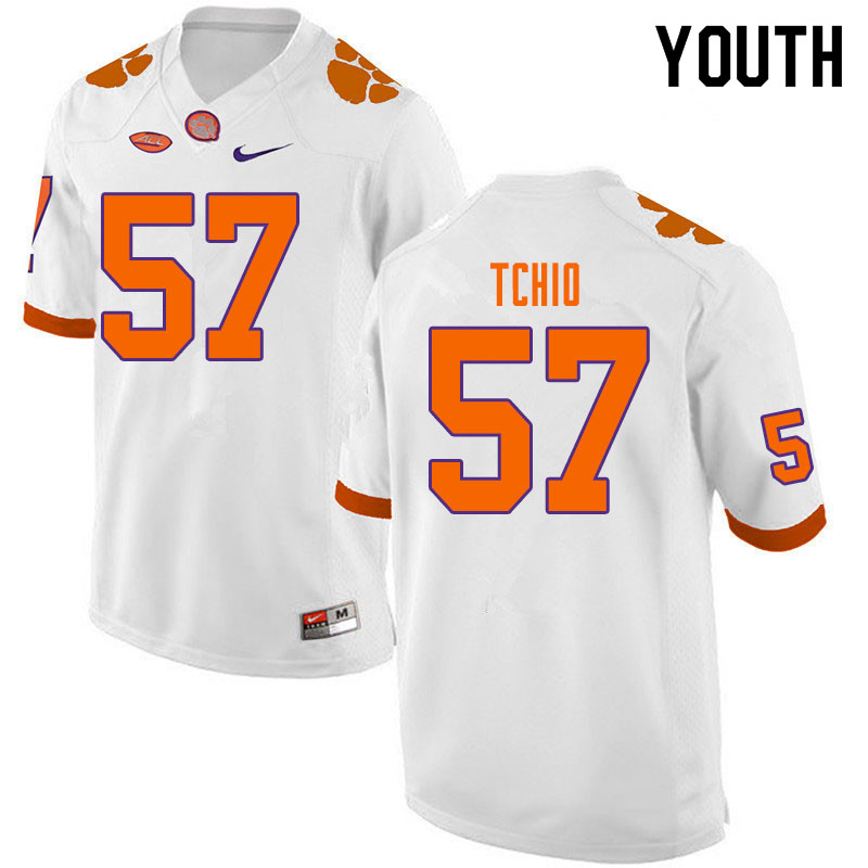 Youth #57 Paul Tchio Clemson Tigers College Football Jerseys Sale-White